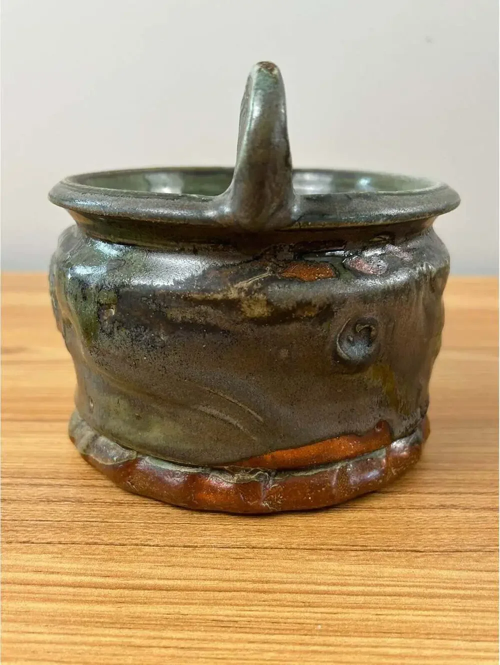 John Glick Studio Art Pottery Brown Mid Century Handled Bowl Jardiniere